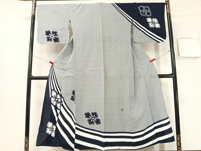 平和屋着物▽訪問着　単衣　鹿の子花菱文　綿　逸品　CABG7627vp