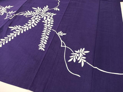 平和屋着物▽訪問着　単衣　藤花房シルエット　綿　逸品　CABG7628vp