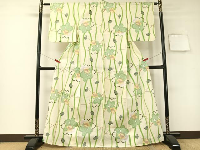 平和屋着物∴夏物　浴衣　立涌舞桜　綿　逸品　CABG7629vp