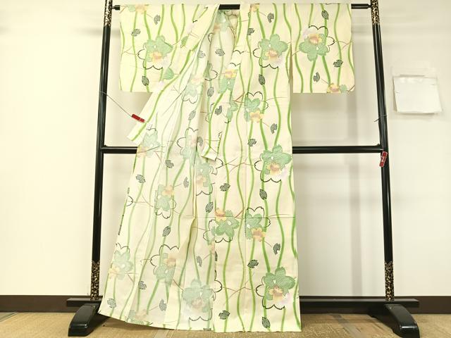 平和屋着物∴夏物　浴衣　立涌舞桜　綿　逸品　CABG7629vp