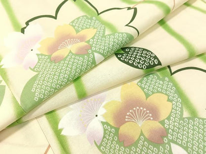 平和屋着物∴夏物　浴衣　立涌舞桜　綿　逸品　CABG7629vp