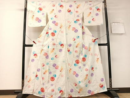 平和屋着物∴夏物　浴衣　金魚　綿　逸品　CABG7630vp