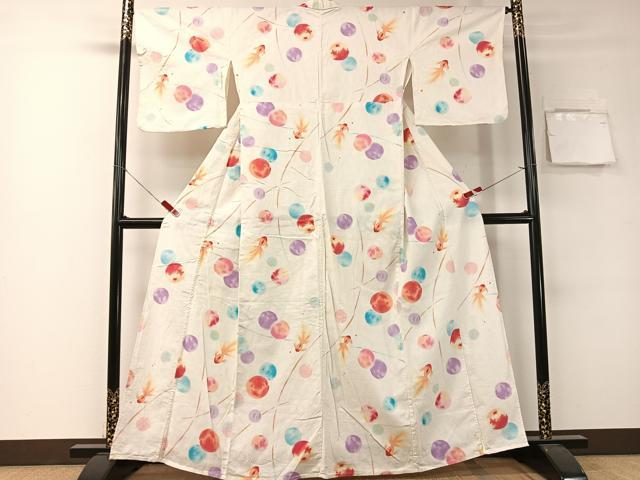 平和屋着物∴夏物　浴衣　金魚　綿　逸品　CABG7630vp