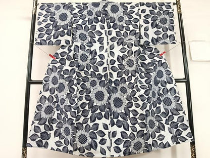 平和屋着物∴夏物　浴衣　有松鳴海絞り　三浦絞り　向日葵　綿　逸品　CABG7632vp