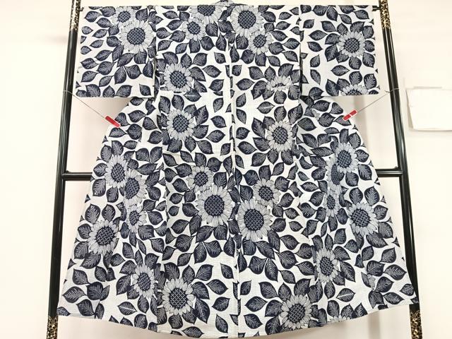 平和屋着物∴夏物　浴衣　有松鳴海絞り　三浦絞り　向日葵　綿　逸品　CABG7632vp