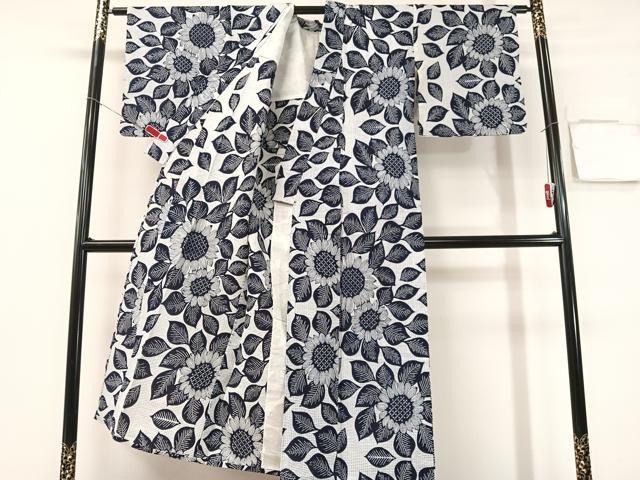平和屋着物∴夏物　浴衣　有松鳴海絞り　三浦絞り　向日葵　綿　逸品　CABG7632vp
