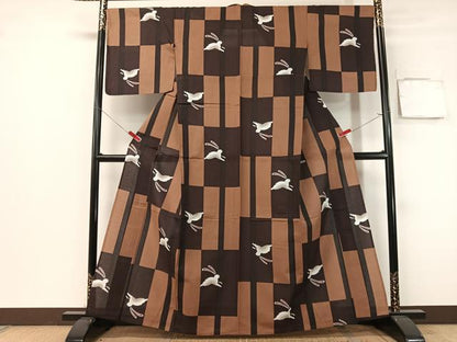 平和屋着物∴夏物　浴衣　市松跳び兎　綿　逸品　CABG7633vp