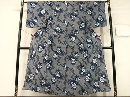 平和屋着物∴夏物　浴衣　有松鳴海絞り　三浦絞り　流水花文　綿　逸品　CABG7634vp