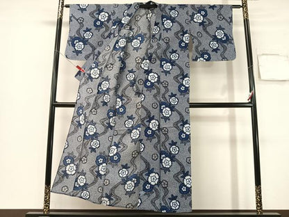 平和屋着物∴夏物　浴衣　有松鳴海絞り　三浦絞り　流水花文　綿　逸品　CABG7634vp