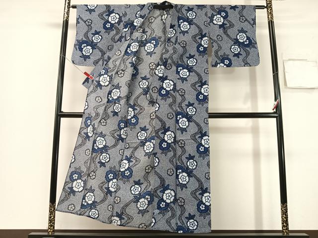 平和屋着物∴夏物　浴衣　有松鳴海絞り　三浦絞り　流水花文　綿　逸品　CABG7634vp