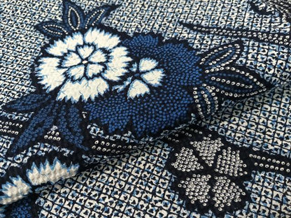 平和屋着物∴夏物　浴衣　有松鳴海絞り　三浦絞り　流水花文　綿　逸品　CABG7634vp