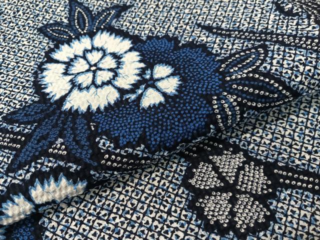 平和屋着物∴夏物　浴衣　有松鳴海絞り　三浦絞り　流水花文　綿　逸品　CABG7634vp