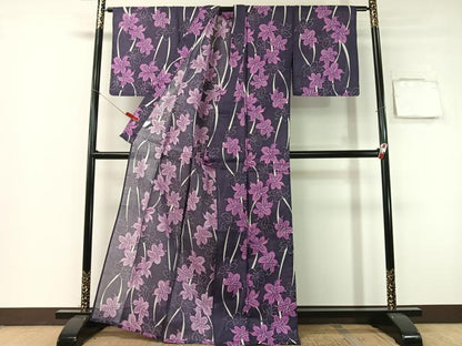 平和屋着物∴夏物　浴衣　百合　綿　逸品　CABG7637vp