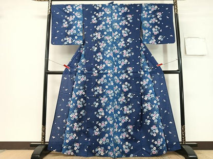 平和屋着物∴夏物　浴衣　綿紅梅　草花文　金彩　綿　逸品　CABG7642vp