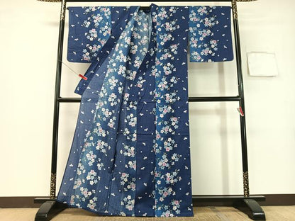平和屋着物∴夏物　浴衣　綿紅梅　草花文　金彩　綿　逸品　CABG7642vp