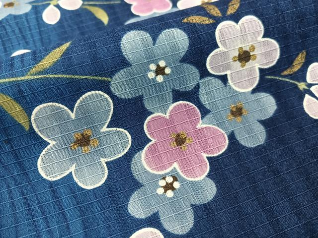 平和屋着物∴夏物　浴衣　綿紅梅　草花文　金彩　綿　逸品　CABG7642vp