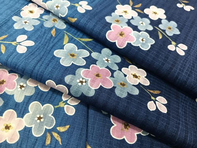 平和屋着物∴夏物　浴衣　綿紅梅　草花文　金彩　綿　逸品　CABG7642vp