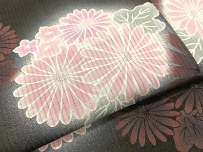 平和屋着物∴夏物　浴衣　花丸文　黒地　綿　逸品　CABG7644vp