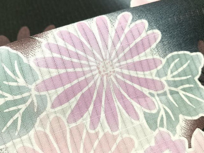 平和屋着物∴夏物　浴衣　花丸文　黒地　綿　逸品　CABG7644vp