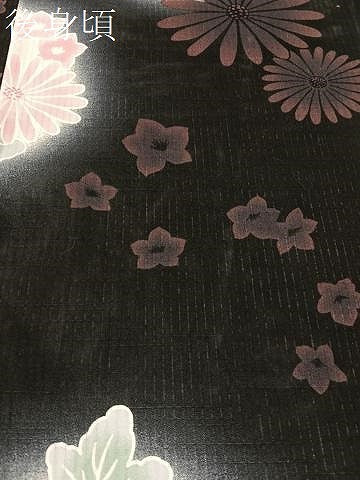 平和屋着物∴夏物　浴衣　花丸文　黒地　綿　逸品　CABG7644vp