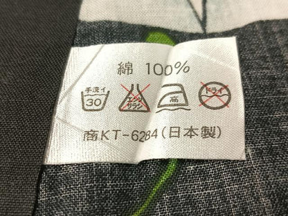 平和屋着物∴夏物　浴衣　朝顔　黒地　綿　逸品　CABG7646vp