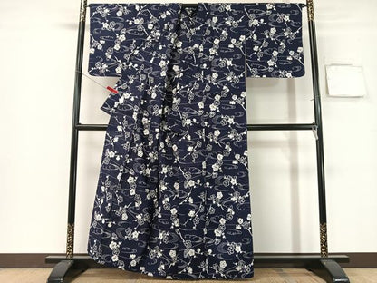 平和屋着物∴夏物　浴衣　流水枝梅文　綿　逸品　CABG7648vp