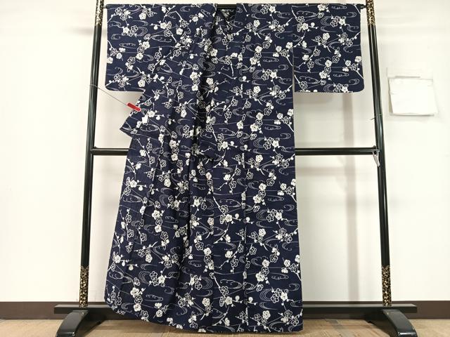平和屋着物∴夏物　浴衣　流水枝梅文　綿　逸品　CABG7648vp