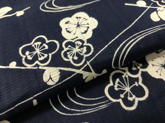 平和屋着物∴夏物　浴衣　流水枝梅文　綿　逸品　CABG7648vp