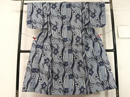 平和屋着物∴夏物　浴衣　草花文　リップル生地　綿　逸品　未使用　CABG7650vp