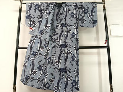 平和屋着物∴夏物　浴衣　草花文　リップル生地　綿　逸品　未使用　CABG7650vp