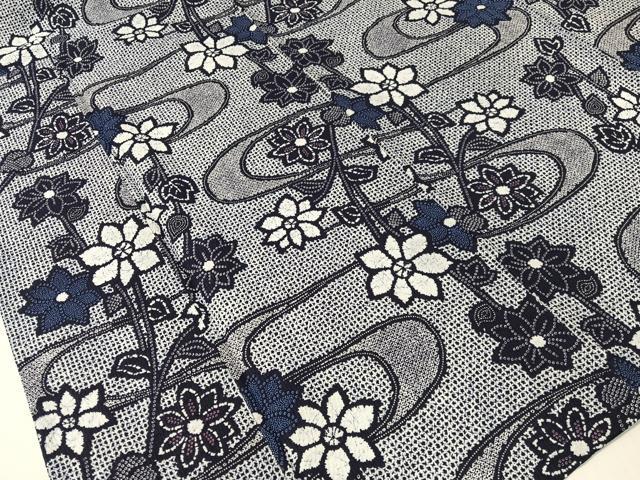 平和屋着物∴夏物　浴衣　流水花文　リップル生地　綿　逸品　未使用　CABG7651vp