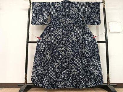 平和屋着物∴夏物　浴衣　綿紅梅　草花文　綿　逸品　CABG7652vp