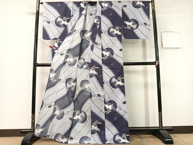 平和屋着物∴夏物　浴衣　跳び兎　金彩　綿　逸品　CABG7654vp