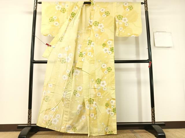 平和屋着物∴夏物　浴衣　綿紅梅　雪輪　撫子　さんび謹製　綿　逸品　未使用　CABG7655vp