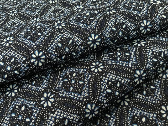平和屋着物∴夏物　浴衣　七宝花文　リップル生地　綿　逸品　CABG7656vp