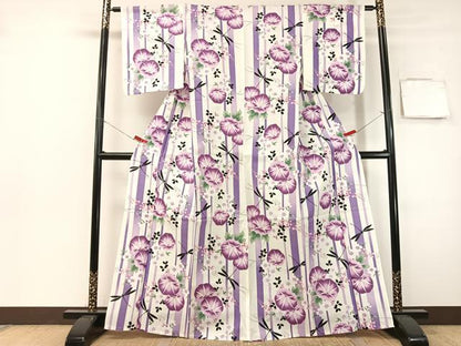 平和屋着物∴夏物　浴衣　トンボ　朝顔　綿　逸品　CABG7660vp