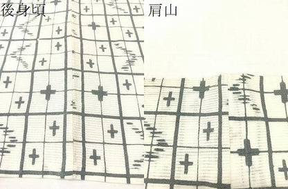 平和屋着物∴夏物　浴衣　絽　十字絣文様　綿　逸品　CABG7662vp