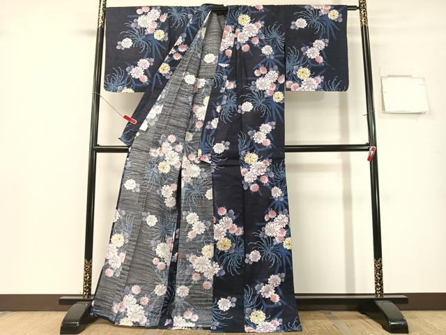 平和屋着物∴夏物　浴衣　乱菊花文　綿　逸品　CABG7663vp