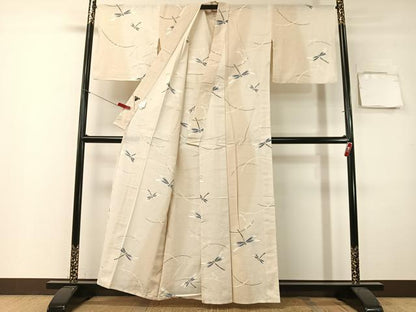 平和屋着物∴夏物　浴衣　露芝紋紗　トンボ　金彩　綿　逸品　CABG7664vp