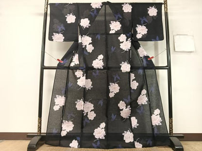 平和屋着物∴夏物　浴衣　舞蝶花文　綿麻　逸品　CABG7667vp