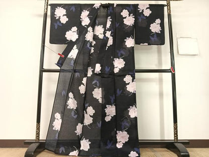 平和屋着物∴夏物　浴衣　舞蝶花文　綿麻　逸品　CABG7667vp