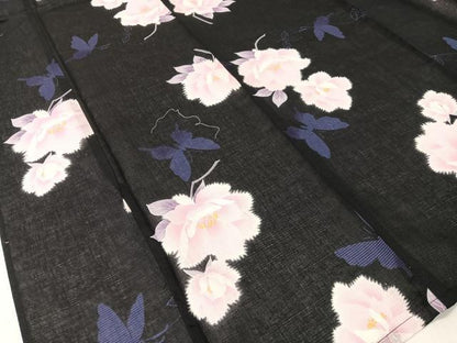 平和屋着物∴夏物　浴衣　舞蝶花文　綿麻　逸品　CABG7667vp