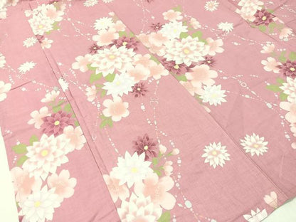 平和屋着物∴夏物　浴衣　ハート　舞花文　綿　逸品　未使用　CABG7668vp