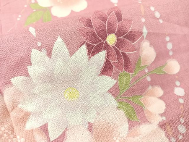 平和屋着物∴夏物　浴衣　ハート　舞花文　綿　逸品　未使用　CABG7668vp