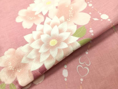 平和屋着物∴夏物　浴衣　ハート　舞花文　綿　逸品　未使用　CABG7668vp