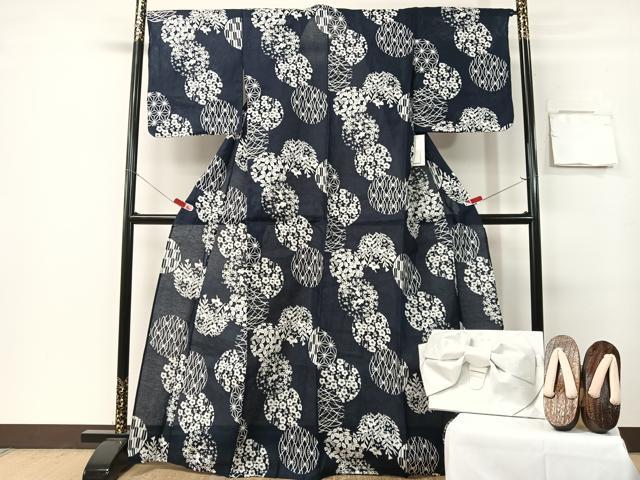 平和屋着物∴夏物　浴衣・作り帯・下駄セット　金魚　綿　逸品　未使用　CABG7669vp