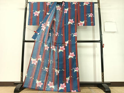 平和屋着物∴夏物　浴衣　跳び兎　綿　逸品　CABG7671vp