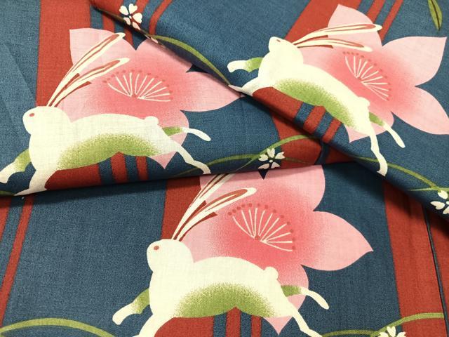 平和屋着物∴夏物　浴衣　跳び兎　綿　逸品　CABG7671vp