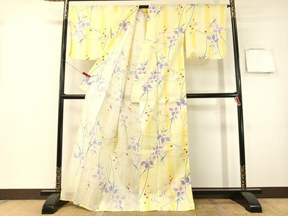 平和屋着物∴夏物　浴衣　綿紅梅　流水杜若　綿　逸品　CABG7673vp