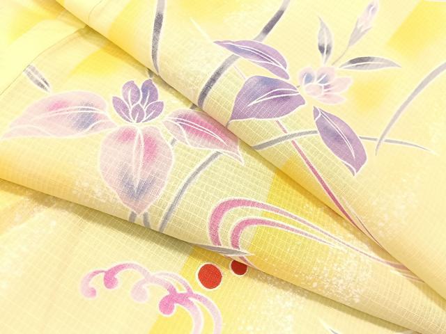 平和屋着物∴夏物　浴衣　綿紅梅　流水杜若　綿　逸品　CABG7673vp